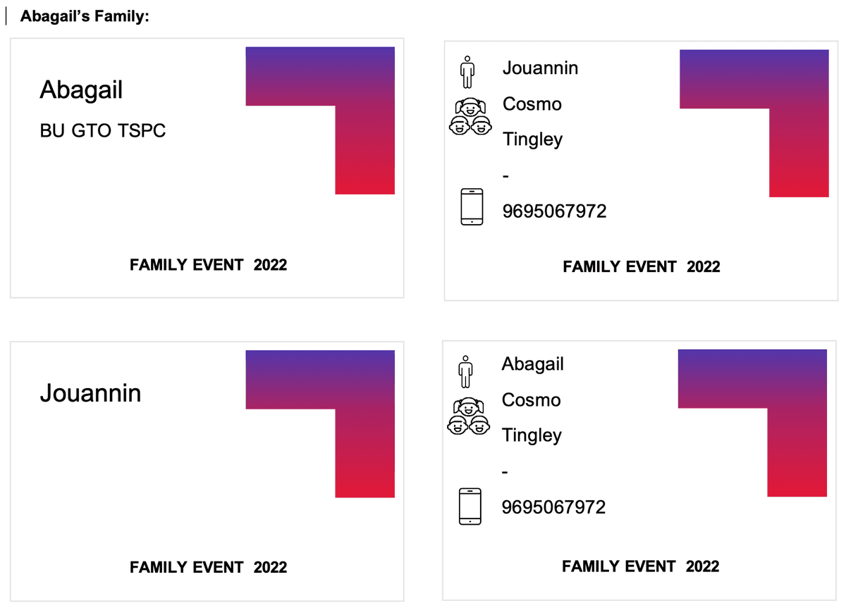ID Badges for Family Events